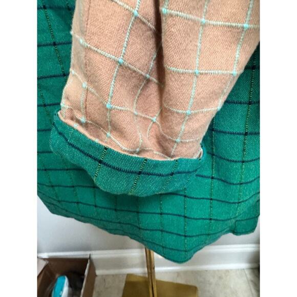 Sezane Paris Kelly Green and Brown Plaid Tunic Jacket Overcoat Size 34 (US 2) - Picture 9 of 11